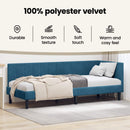 vidaXL Sarokágy keret fejtámlával Kék 100 cm x 200 cm Bársony