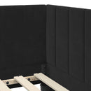 vidaXL Sarokágy keret fejtámlával Fekete 100 cm x 200 cm Bársony