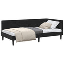 vidaXL Sarokágy keret fejtámlával Fekete 100 cm x 200 cm Bársony