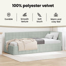 vidaXL Sarokágy keret fejtámlával Világosszürke 80 cm x 200 cm Bársony