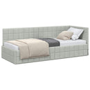 vidaXL Sarokágy keret fejtámlával Világosszürke 80 cm x 200 cm Bársony