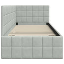 vidaXL Sarokágy keret fejtámlával Világosszürke 80 cm x 200 cm Bársony