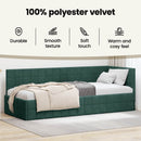 vidaXL Sarokágy keret fejtámlával Sötétzöld 80 cm x 200 cm Bársony