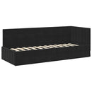 vidaXL Sarokágy keret fejtámlával Fekete 80 cm x 200 cm Bársony
