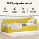 vidaXL Sarokágy keret fejtámlával Sárga 80 cm x 200 cm Bársony