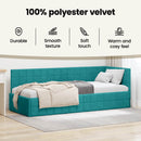 vidaXL Sarokágy keret fejtámlával Türkiz 80 cm x 200 cm Bársony