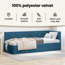 vidaXL Sarokágy keret fejtámlával Kék 90 cm x 190 cm Bársony