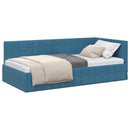 vidaXL Sarokágy keret fejtámlával Kék 90 cm x 190 cm Bársony