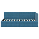 vidaXL Sarokágy keret fejtámlával Kék 90 cm x 190 cm Bársony