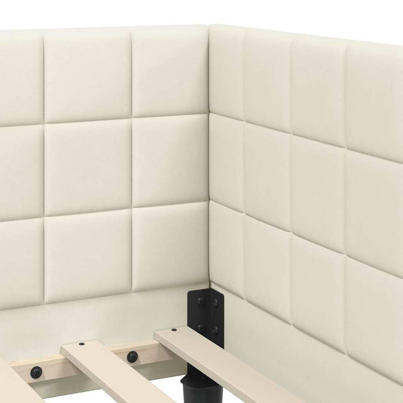 vidaXL Sarokágy keret fejtámlával Krém 90 x 190 cm Bársony