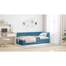 vidaXL Sarokágy keret fejtámlával Kék 90 cm x 200 cm Bársony