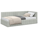 vidaXL Sarokágy keret fejtámlával Világosszürke 90 cm x 200 cm Bársony