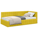 vidaXL Sarokágy keret fejtámlával Sárga 90 cm x 200 cm Bársony