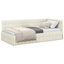 vidaXL Sarokágy keret fejtámlával Krém 100 cm x 200 cm Bársony