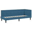 vidaXL Sarokágy keret fejtámlával Kék 80 cm x 200 cm Bársony