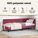 vidaXL Sarokágy keret fejtámlával Bordó 80 cm x 200 cm Bársony