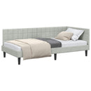 vidaXL Sarokágy keret fejtámlával Világosszürke 90 cm x 190 cm Bársony