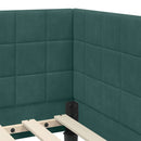 vidaXL Sarokágy keret fejtámlával Sötétzöld 90 x 190 cm Bársony