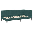 vidaXL Sarokágy keret fejtámlával Sötétzöld 90 cm x 190 cm Bársony