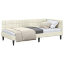 vidaXL Sarokágy keret fejtámlával Krém 90 cm x 190 cm szövet