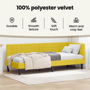 vidaXL Sarokágy keret fejtámlával Sárga 90 cm x 200 cm Bársony