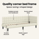 vidaXL Sarokágy keret fejtámlával Krém 90 cm x 200 cm Bársony