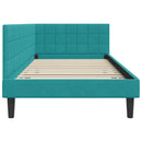 vidaXL Sarokágy keret fejtámlával Türkiz 90 cm x 200 cm Bársony