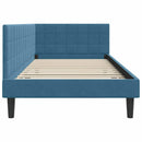 vidaXL Sarokágy keret fejtámlával Kék 100 cm x 200 cm Bársony