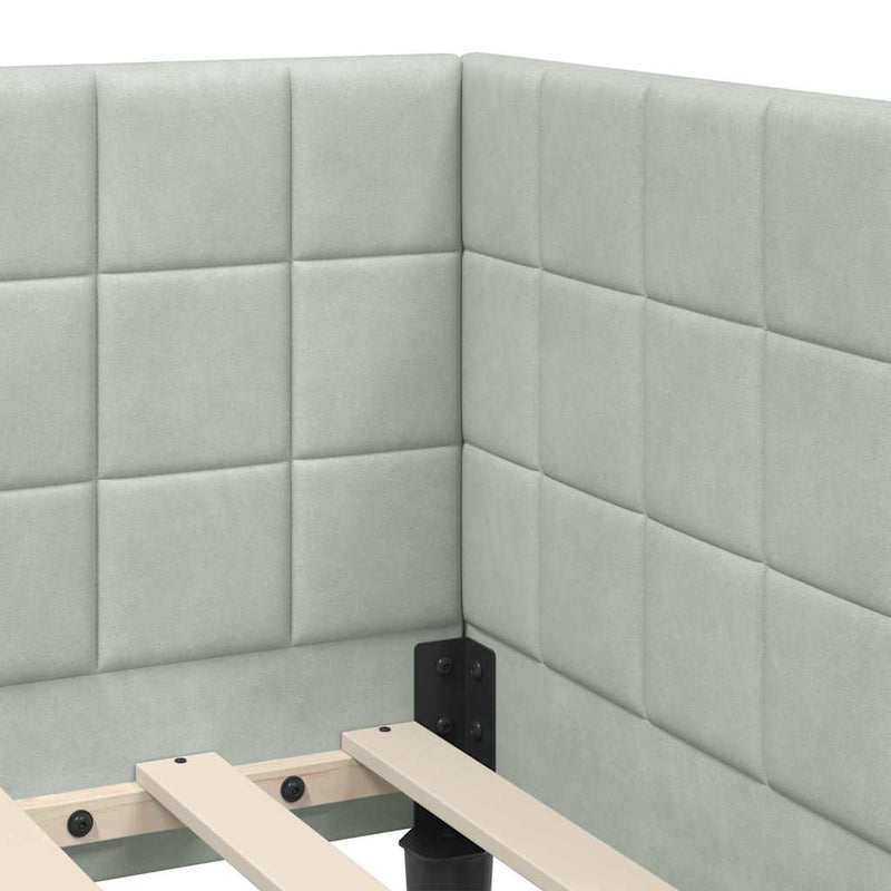 vidaXL Sarokágy keret fejtámlával Világosszürke 100 cm x 200 cm szövet