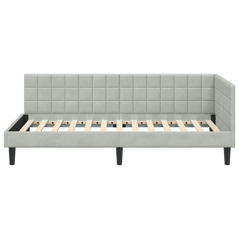 vidaXL Sarokágy keret fejtámlával Világosszürke 100 cm x 200 cm szövet