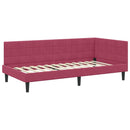 vidaXL Sarokágy keret fejtámlával Bordó 100 cm x 200 cm Bársony