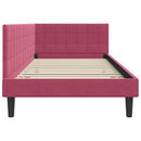 vidaXL Sarokágy keret fejtámlával Bordó 100 cm x 200 cm Bársony