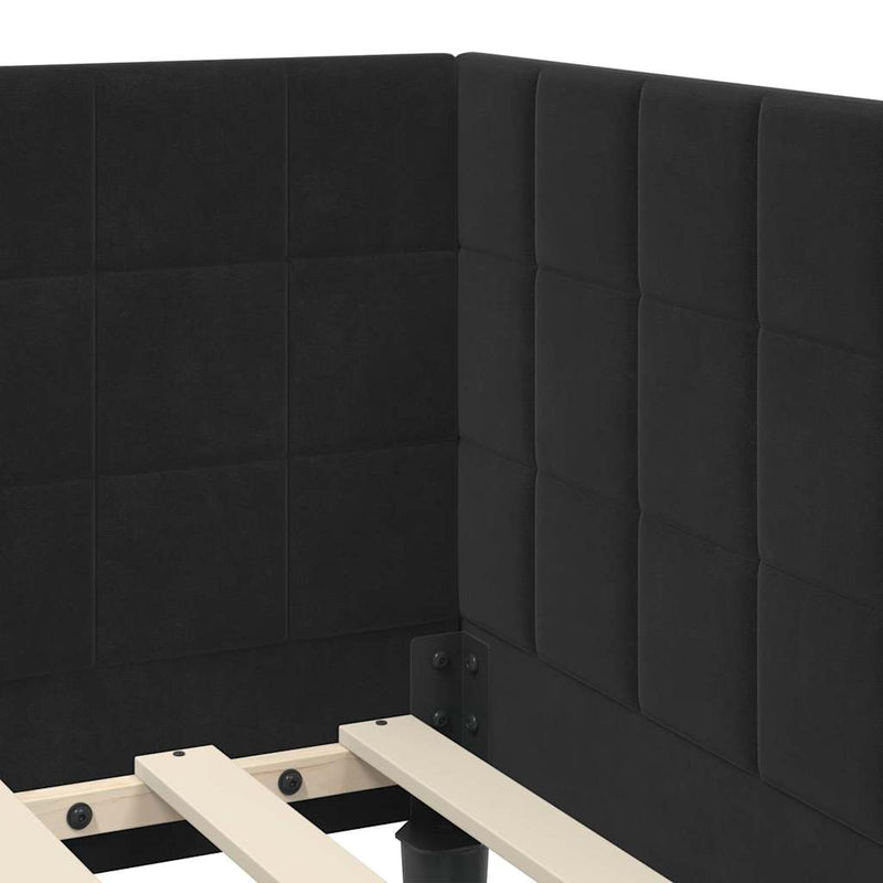 vidaXL Sarokágy keret fejtámlával Fekete 100 cm x 200 cm szövet