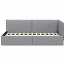 vidaXL Sarokágy keret fejtámlával Világosszürke 80 x 200 cm szövet