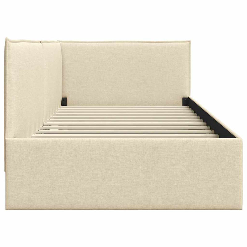 vidaXL Sarokágy keret fejtámlával Krém 100 cm x 200 cm szövet