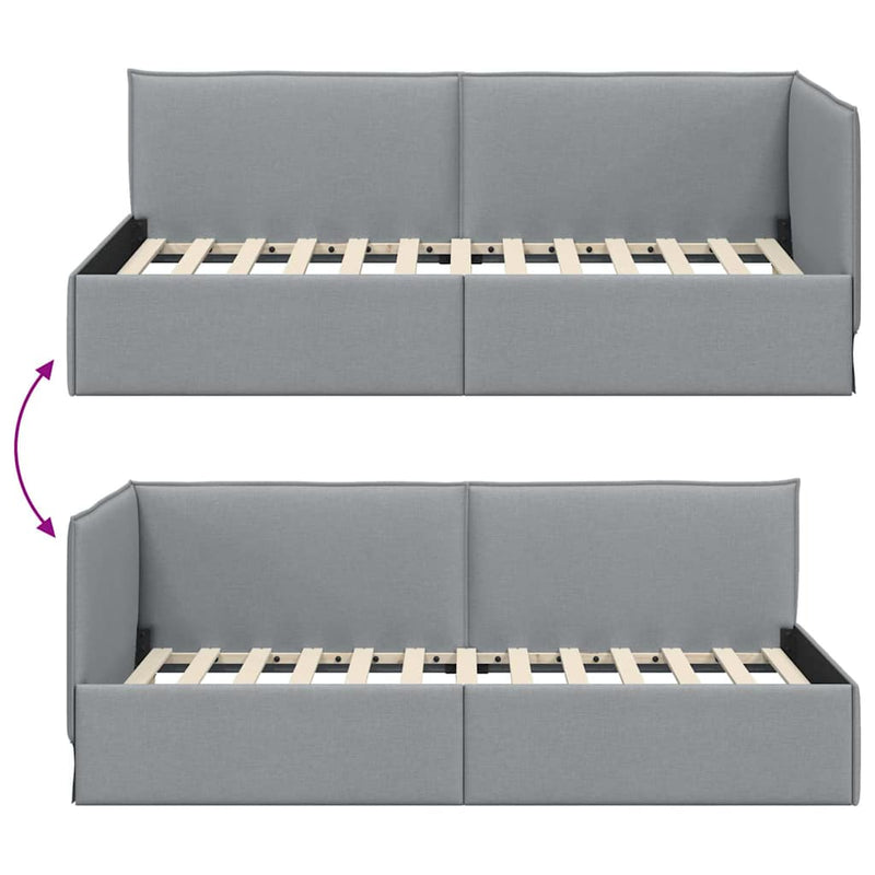 vidaXL Sarokágy keret fejtámlával Világosszürke 100 cm x 200 cm szövet