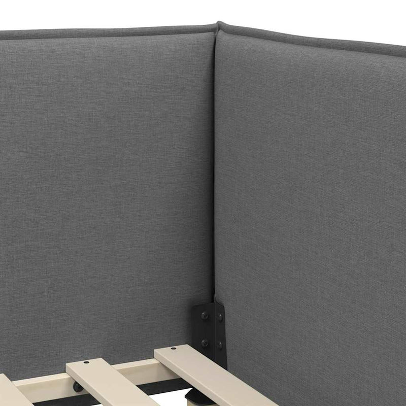 vidaXL Sarokágy keret fejtámlával Sötétszürke 100 x 200 cm szövet