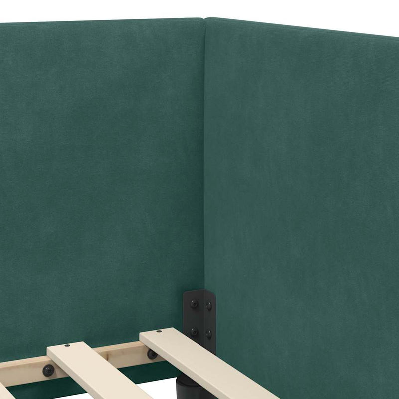 vidaXL Sarokágy keret fejtámlával Sötétzöld 80 x 200 cm Bársony