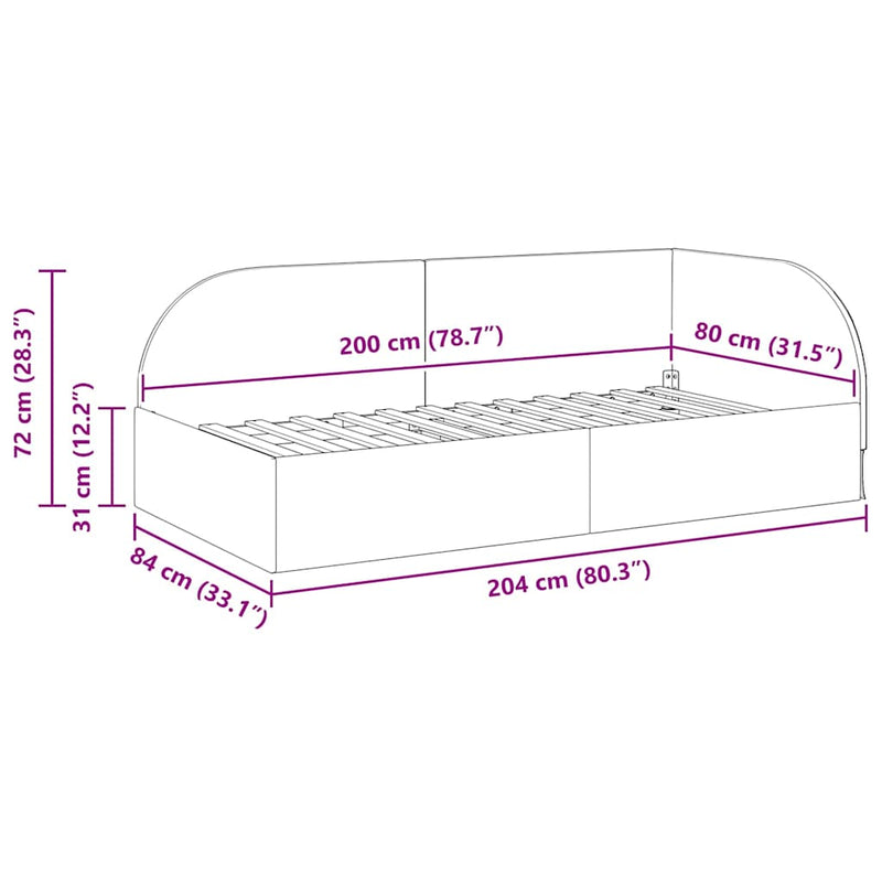 vidaXL Sarokágy keret fejtámlával bordó 80 x 200 cm Bársony