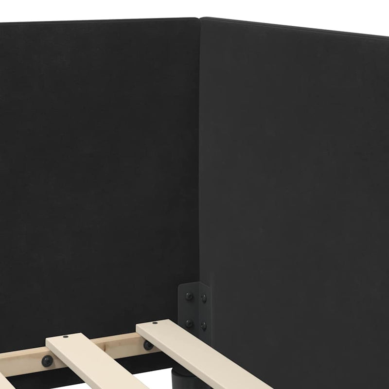 vidaXL Sarokágy keret fejtámlával Fekete 80 x 200 cm Bársony