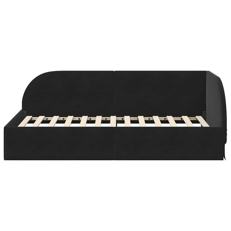 vidaXL Sarokágy keret fejtámlával Fekete 80 x 200 cm Bársony