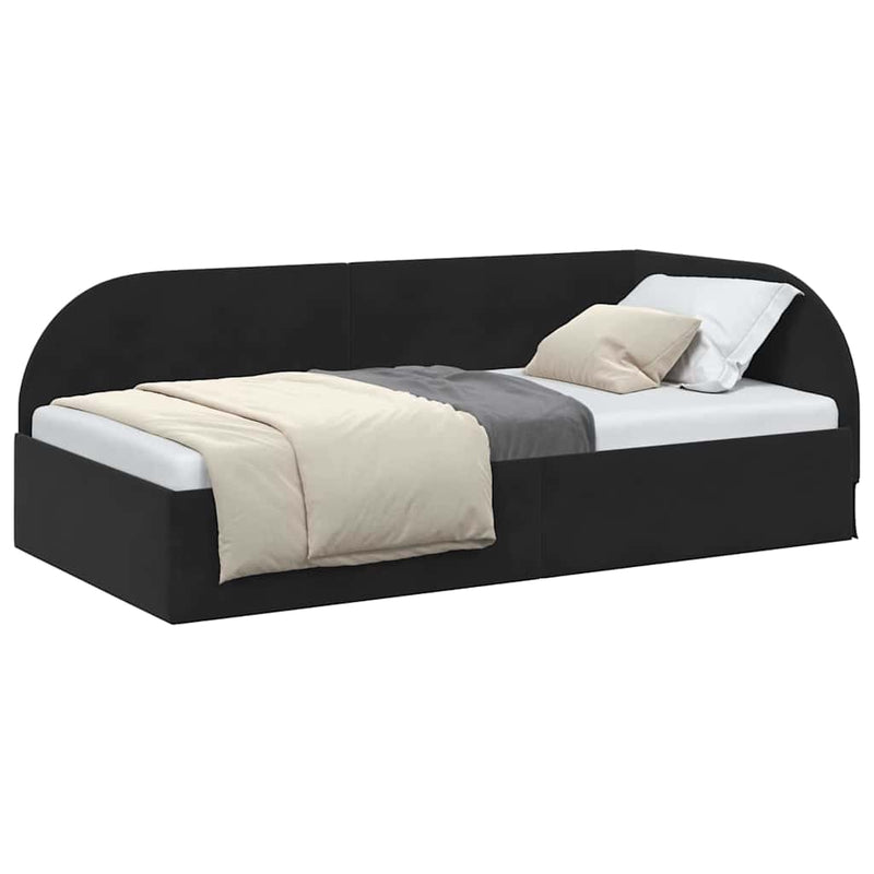 vidaXL Sarokágy keret fejtámlával Fekete 80 x 200 cm Bársony