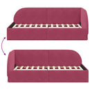 vidaXL Sarokágy keret fejtámlával Bordó 90 cm x 190 cm Bársony