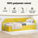 vidaXL Sarokágy keret fejtámlával Sárga 90 cm x 190 cm Bársony