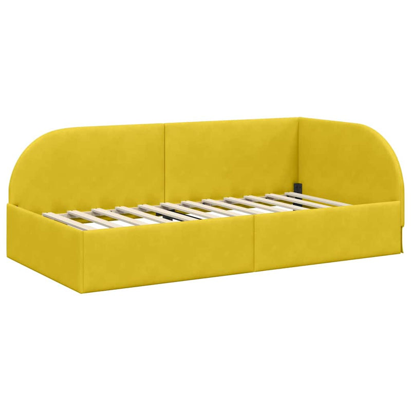 vidaXL Sarokágy keret fejtámlával Sárga 90 x 190 cm Bársony