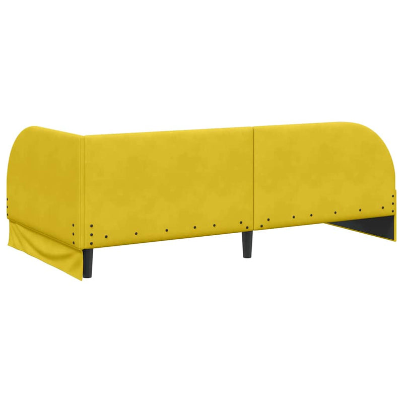 vidaXL Sarokágy keret fejtámlával Sárga 90 x 190 cm Bársony