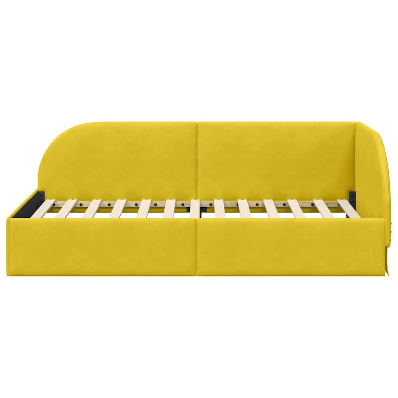 vidaXL Sarokágy keret fejtámlával Sárga 90 x 190 cm Bársony