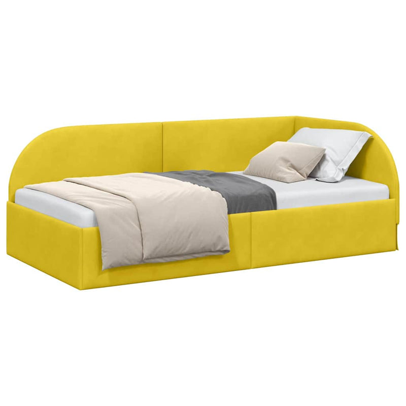 vidaXL Sarokágy keret fejtámlával Sárga 90 x 190 cm Bársony