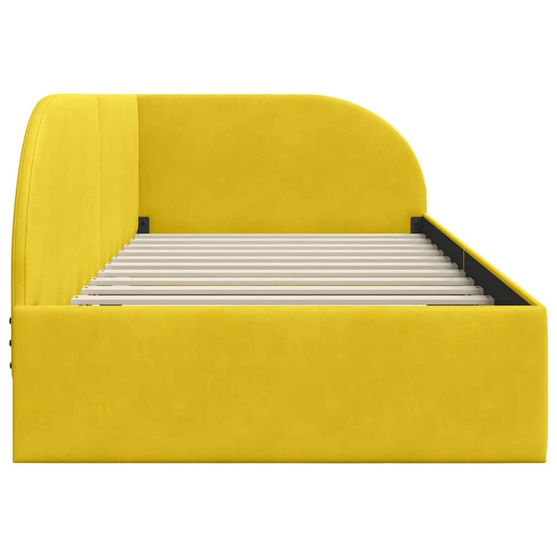 vidaXL Sarokágy keret fejtámlával Sárga 90 x 190 cm Bársony