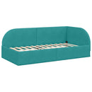 vidaXL Sarokágy keret fejtámlával Türkiz 90 cm x 190 cm Bársony